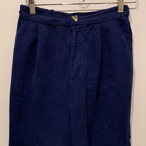 Zara Trafaluc Navy Blue Paperbag Trousers